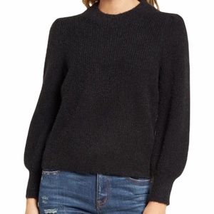Madewell Eaton Puff Sleeve Pullover Sweater Women's Size XS Charcoal Black